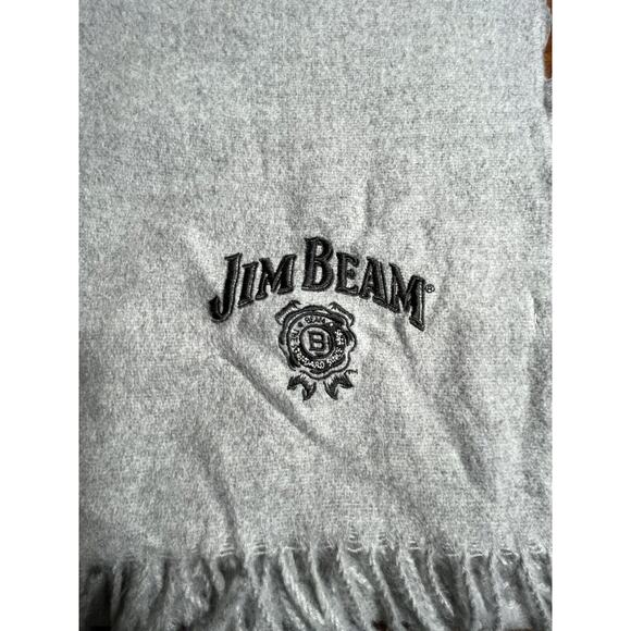 Jim Beam‎ Embroidered Blanket Scarf Gray Large Winter New 72”x28” - Picture 4 of 5